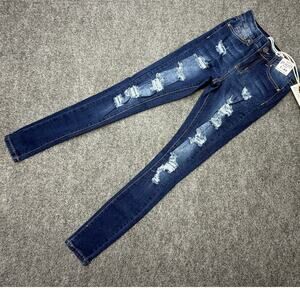 Best Quality Brand Womens XS 1 Skinny Jeans Dark Wash Distressed Stretch NWT NEW